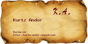 Kurtz Andor névjegykártya
